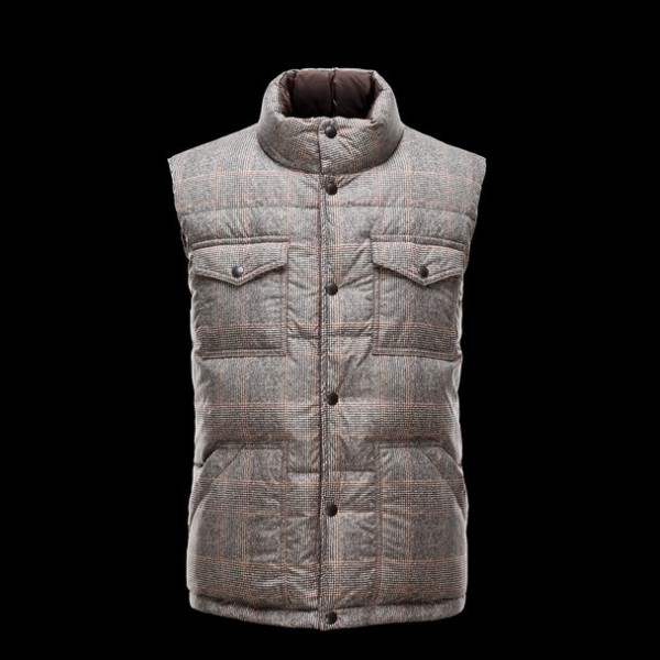 Moncler Slim senza maniche grigio Zipper Slash caldo Uomo Gilet uscita